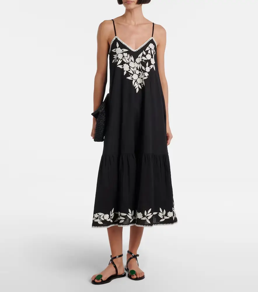 JULIET DUNN Embroidered cotton and linen midi dress | Thumbnail 3 JULIET DUNN Embroidered cotton and linen midi dress | Thumbnail 3
