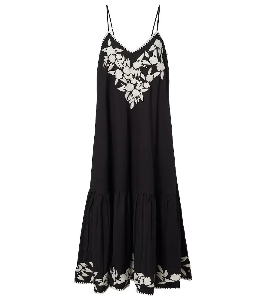 JULIET DUNN Embroidered cotton and linen midi dress | Image 1 JULIET DUNN Embroidered cotton and linen midi dress | Image 1