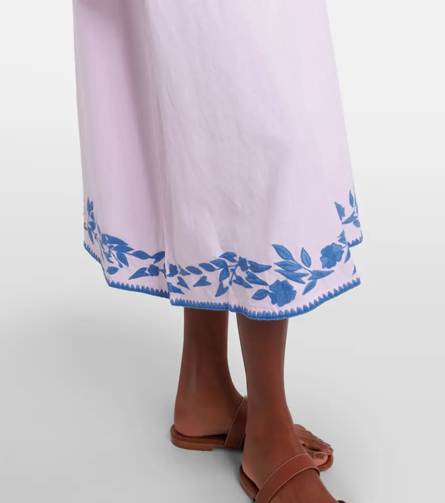 JULIET DUNN Embroidered cotton and linen midi dress | Thumbnail 3