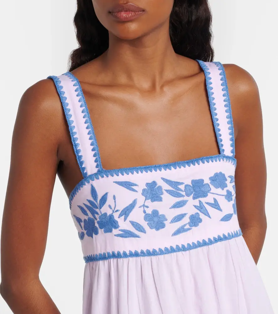 JULIET DUNN Embroidered cotton and linen midi dress | Thumbnail 5