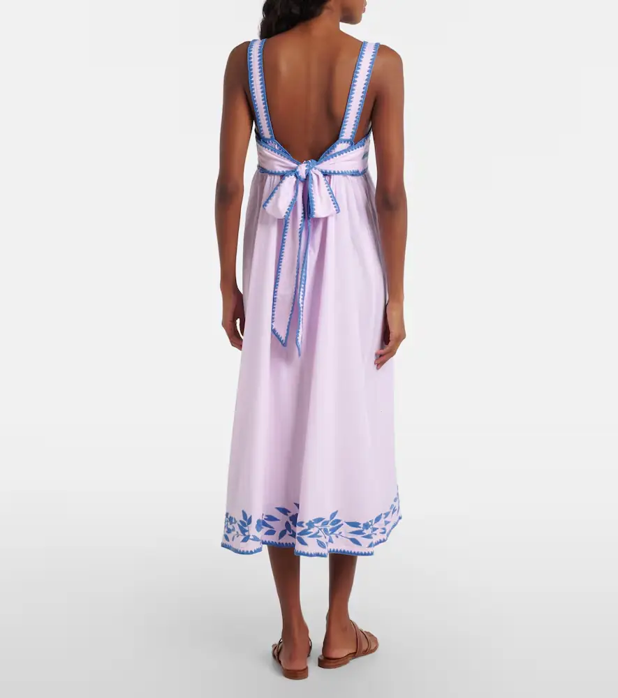 JULIET DUNN Embroidered cotton and linen midi dress | Thumbnail 6