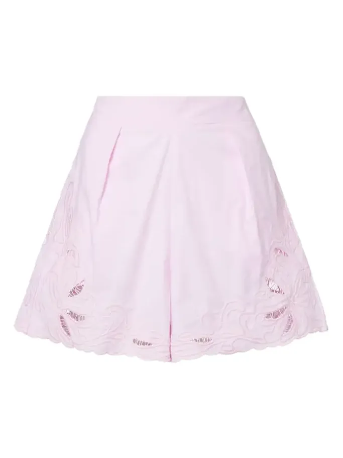 High-rise cotton wide-leg shorts