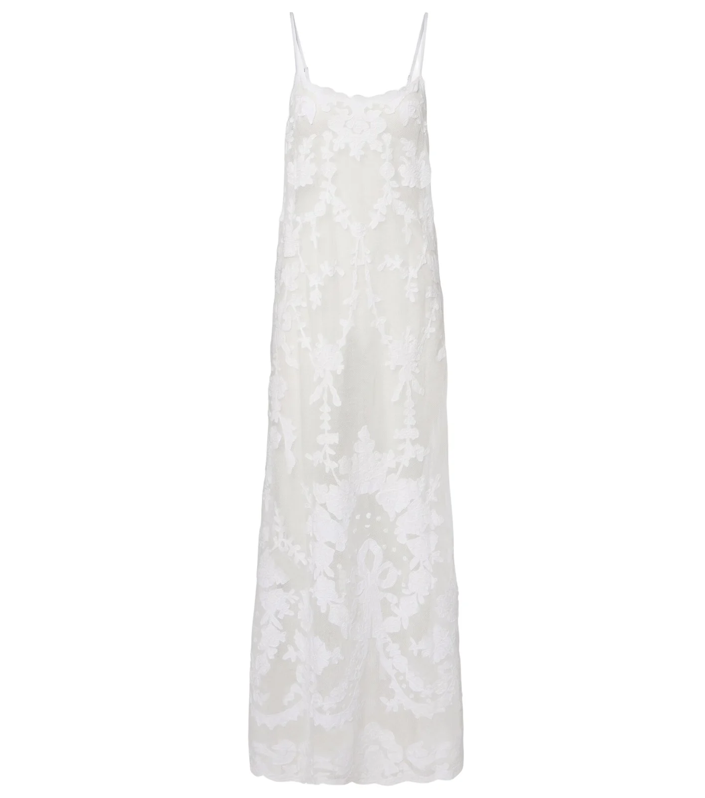 Embroidered semi-sheer cotton maxi dress Embroidered semi-sheer cotton maxi dress