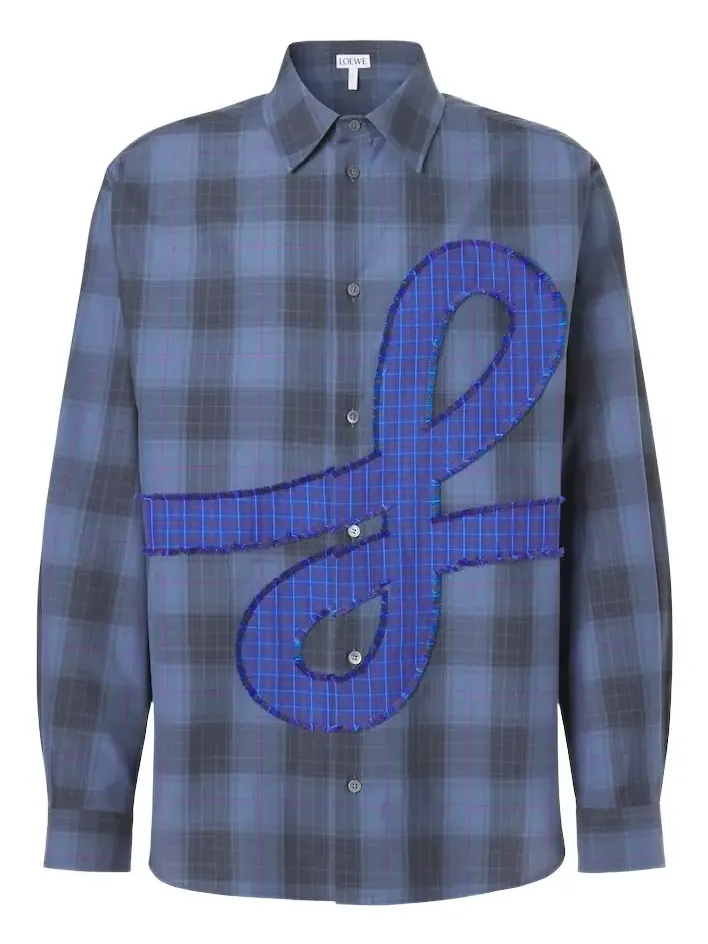 Checked cotton poplin shirt