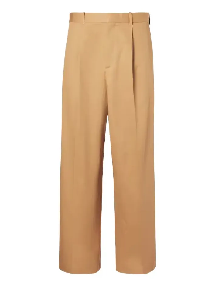 Pleated cotton gabardine wide-leg pants Pleated cotton gabardine wide-leg pants