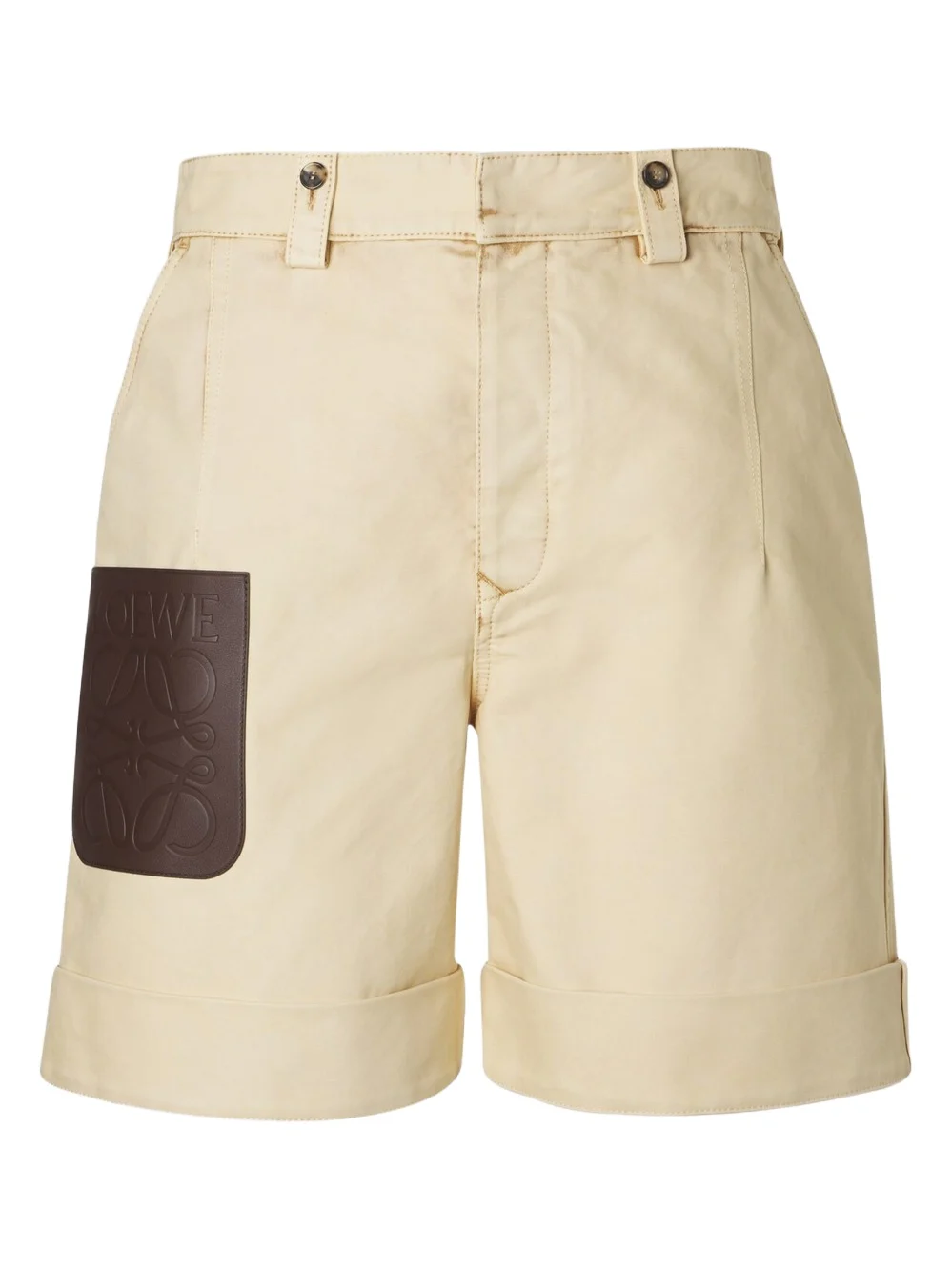 Loewe Anagram leather-trimmed cotton shorts