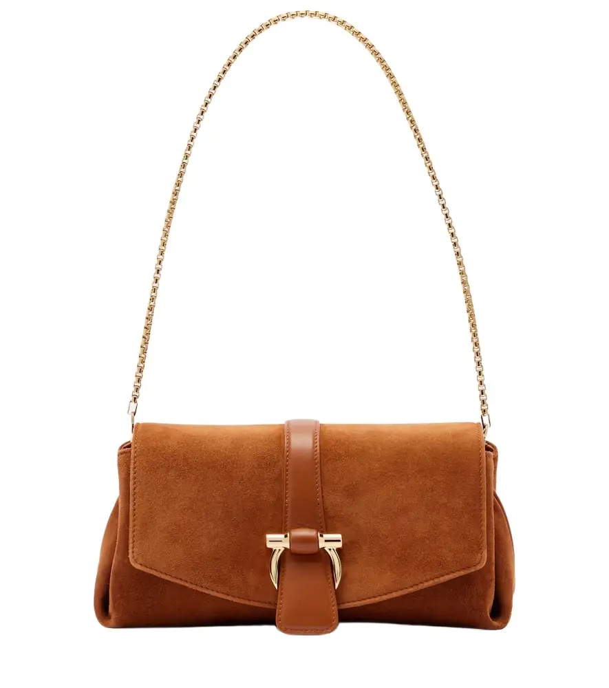 Ferragamo Flap Small suede shoulder bag | Image 1 Ferragamo Flap Small suede shoulder bag | Image 1