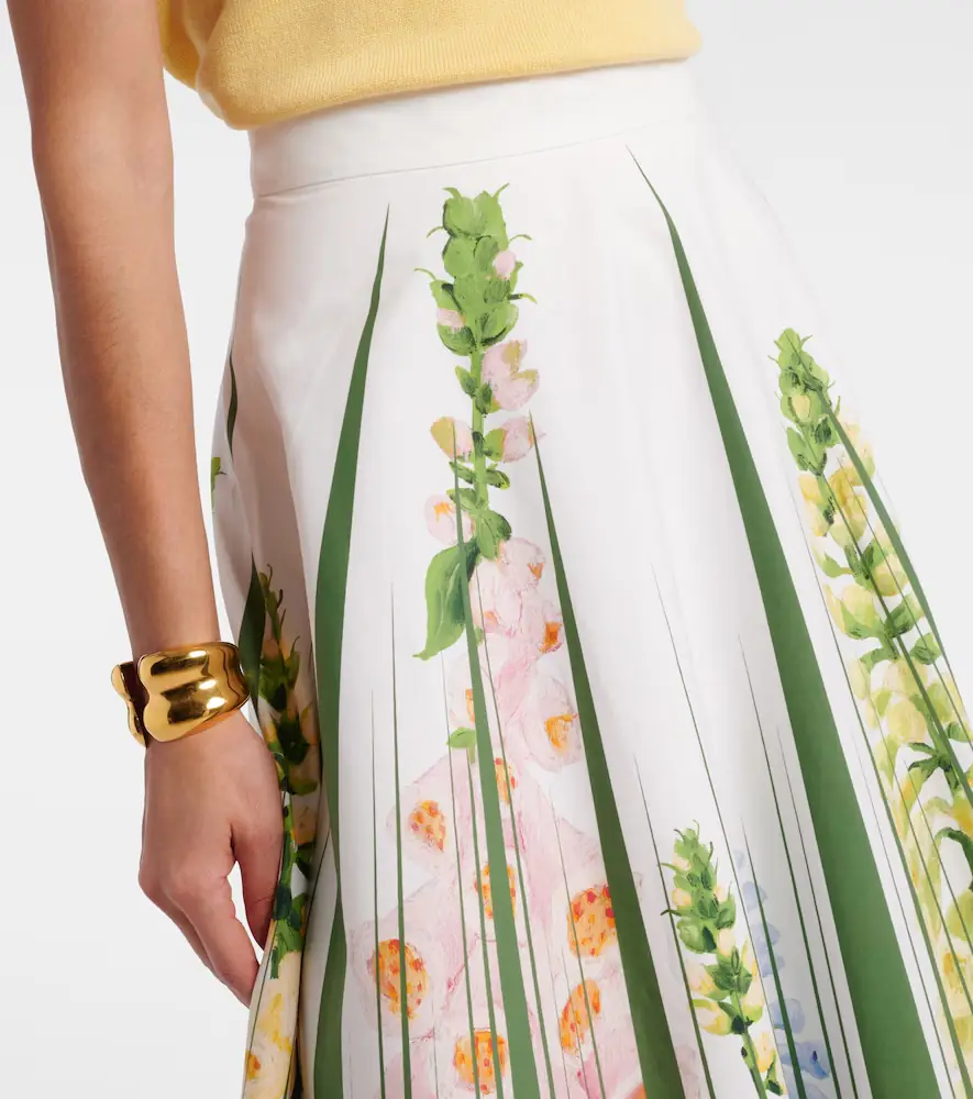 Oscar de la Renta Floral cotton-blend poplin midi skirt | Thumbnail 2 Oscar de la Renta Floral cotton-blend poplin midi skirt | Thumbnail 2