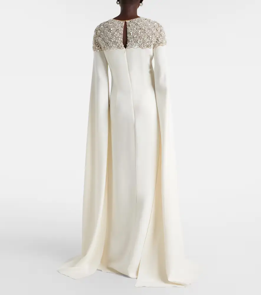 Oscar de la Renta Caped embellished silk-blend gown | Thumbnail 2
