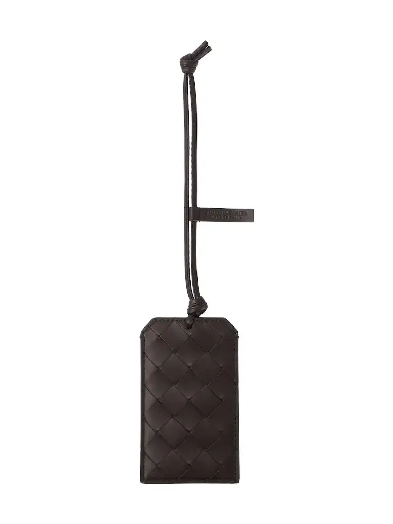 Intrecciato leather badge holder