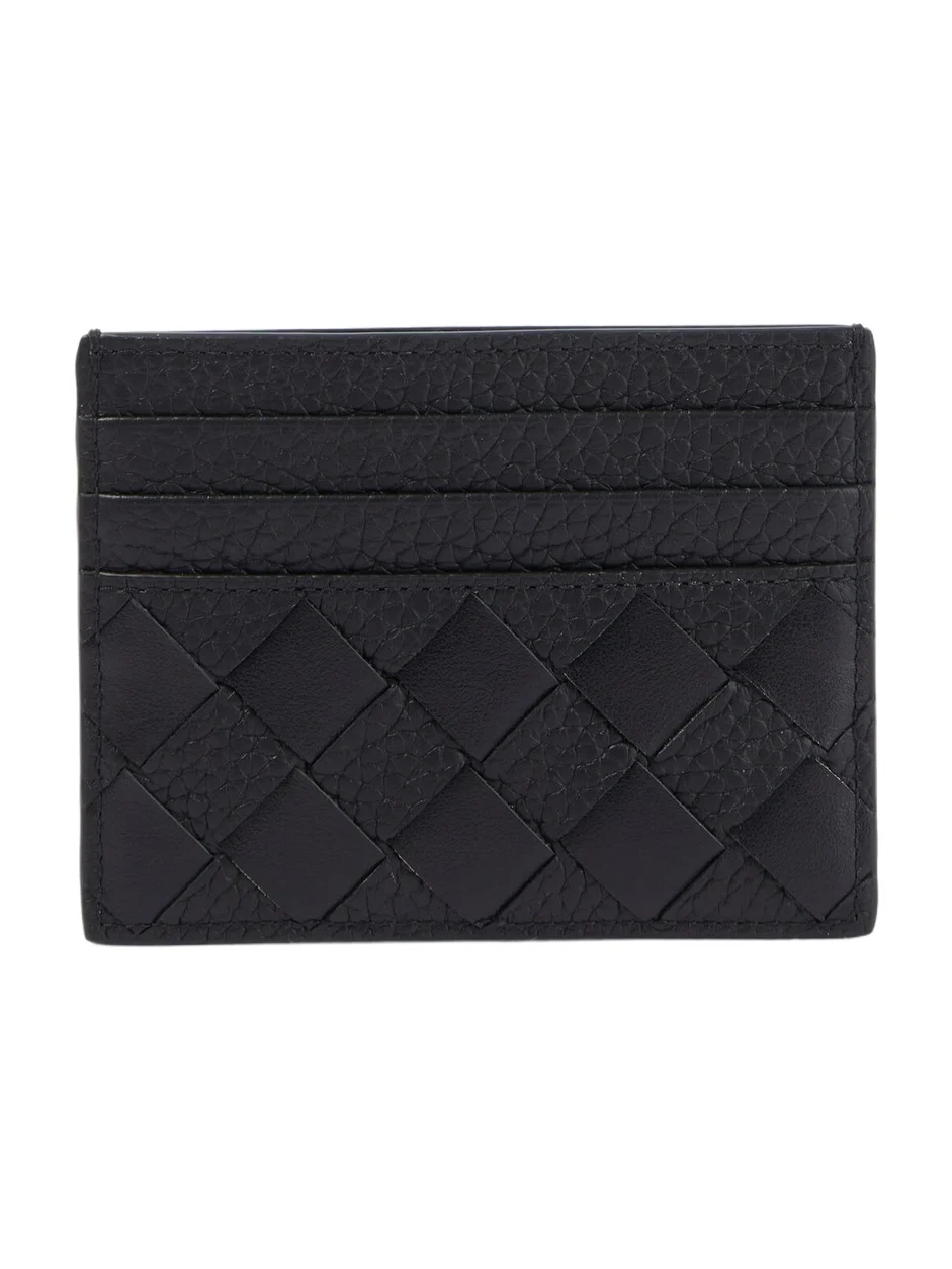Intrecciato leather card holder