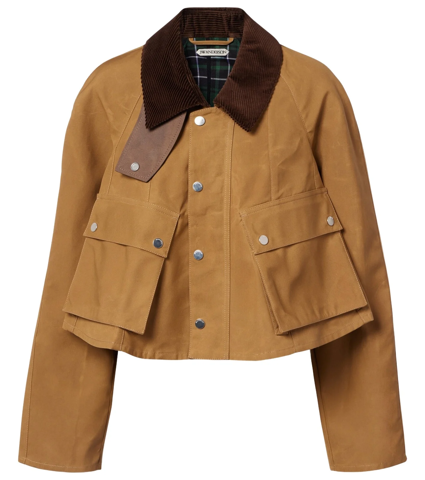 Corduroy-trimmed cropped cotton jacket