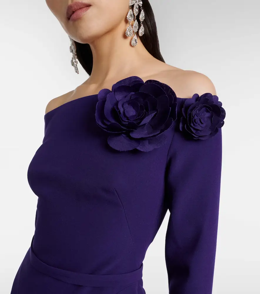 Safiyaa Jay floral-appliqué crêpe midi dress | Thumbnail 5