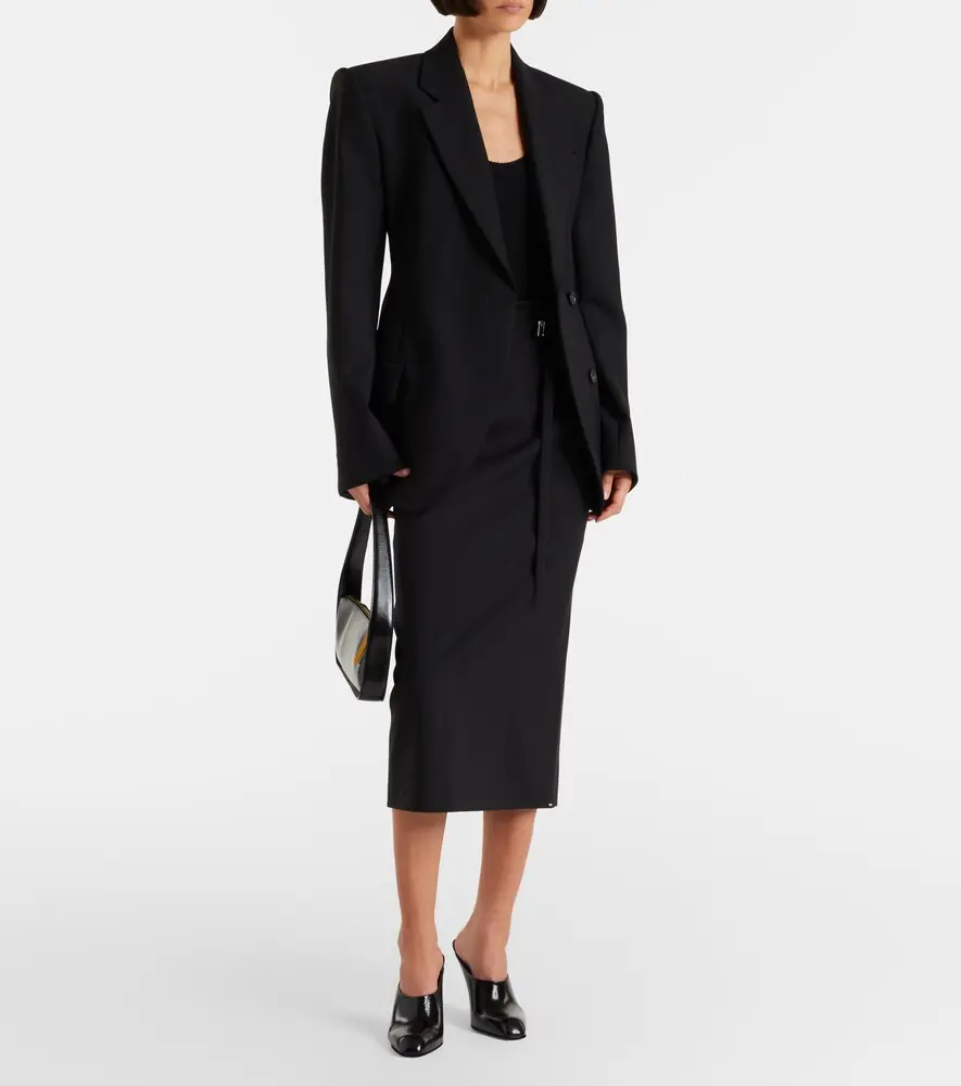 Sportmax High-rise virgin wool midi skirt | Thumbnail 4 Sportmax High-rise virgin wool midi skirt | Thumbnail 4