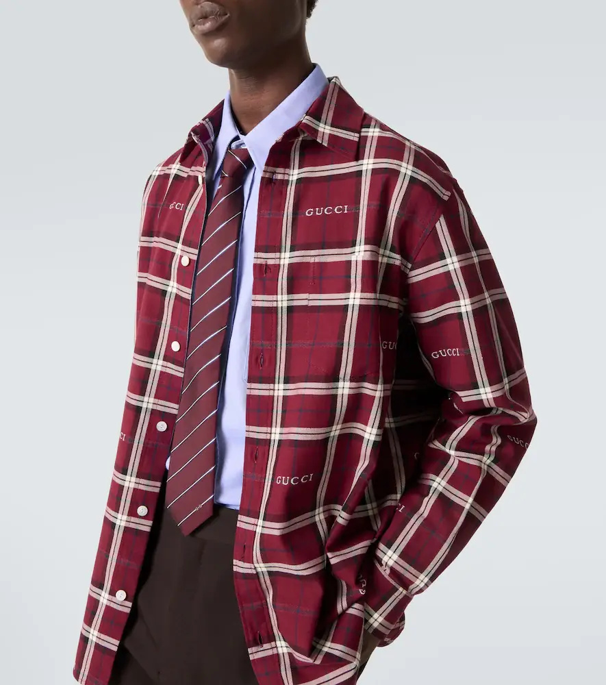Gucci Script plaid cotton jacquard shirt | Thumbnail 3 Gucci Script plaid cotton jacquard shirt | Thumbnail 3