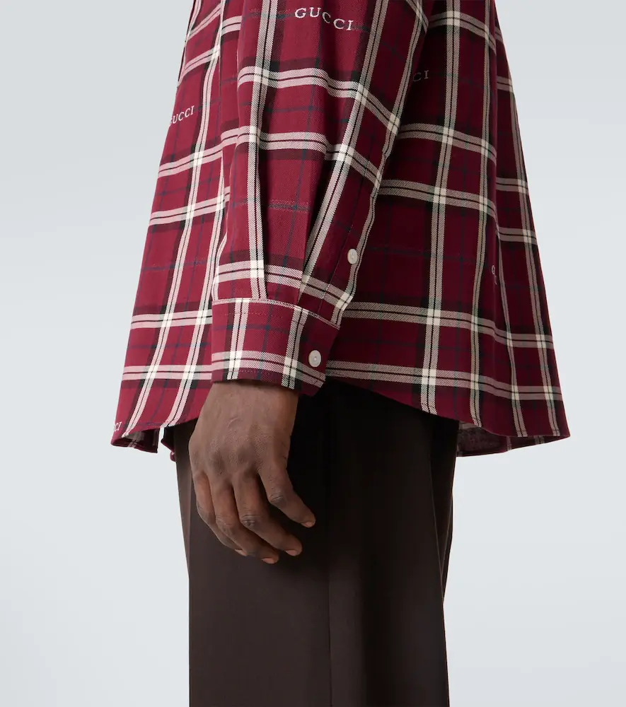 Gucci Script plaid cotton jacquard shirt | Thumbnail 4 Gucci Script plaid cotton jacquard shirt | Thumbnail 4
