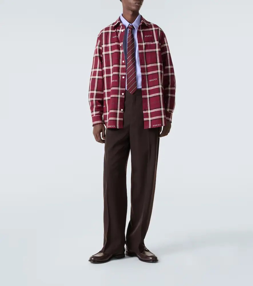 Gucci Script plaid cotton jacquard shirt | Thumbnail 5 Gucci Script plaid cotton jacquard shirt | Thumbnail 5