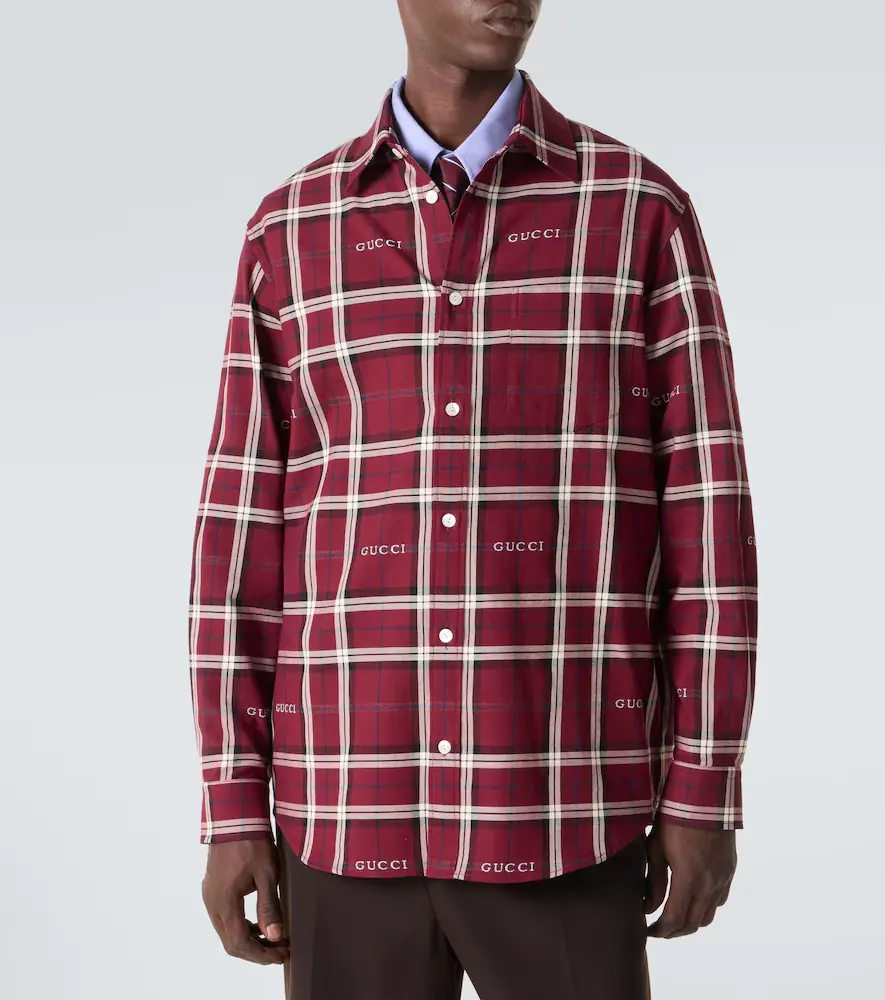 Gucci Script plaid cotton jacquard shirt | Thumbnail 6 Gucci Script plaid cotton jacquard shirt | Thumbnail 6