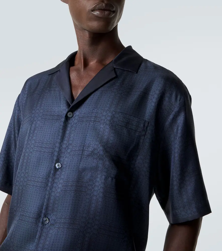Gucci Interlocking G silk twill bowling shirt | Thumbnail 3