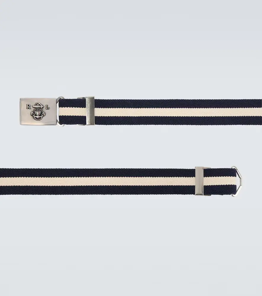 Ralph Lauren Purple Label Striped leather-trimmed belt | Thumbnail 2