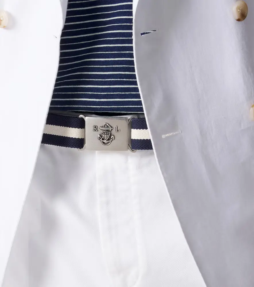 Ralph Lauren Purple Label Striped leather-trimmed belt | Thumbnail 3