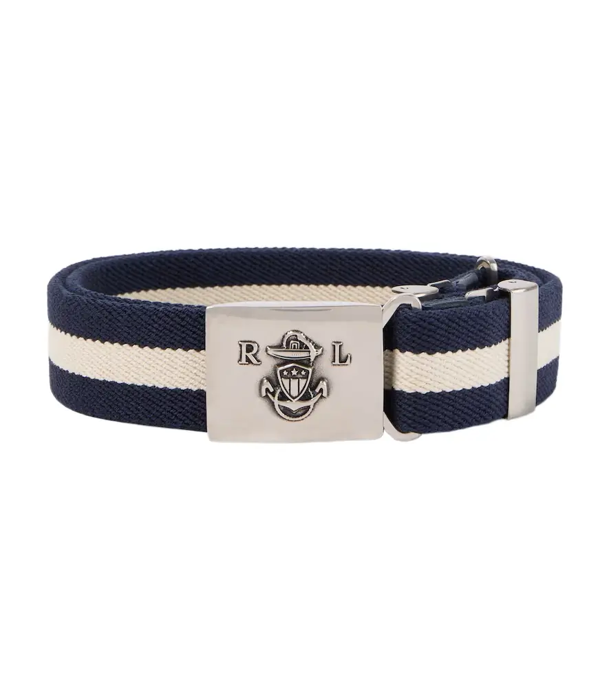 Ralph Lauren Purple Label Striped leather-trimmed belt