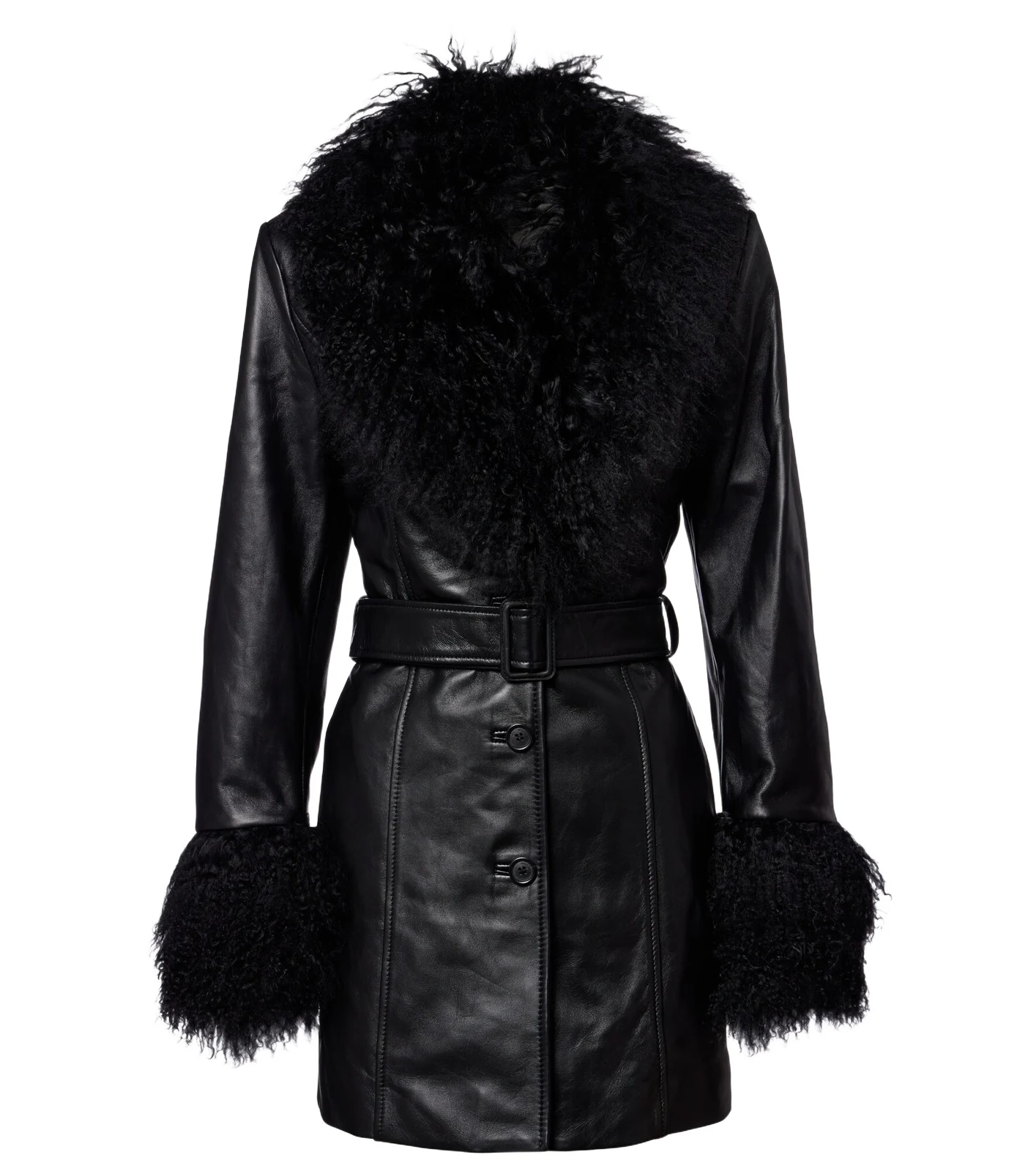 Sefa belted leather jacket