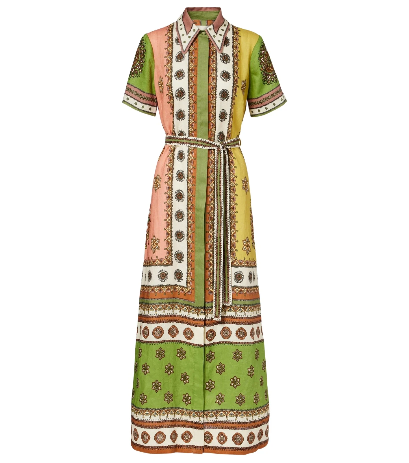 Contina belted linen shirt dress