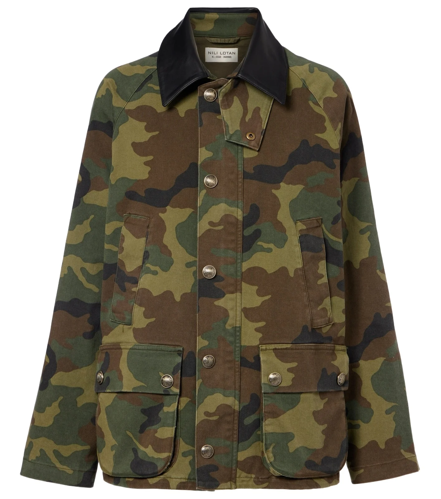 Andrew camouflage leather-trimmed cotton jacket Andrew camouflage leather-trimmed cotton jacket
