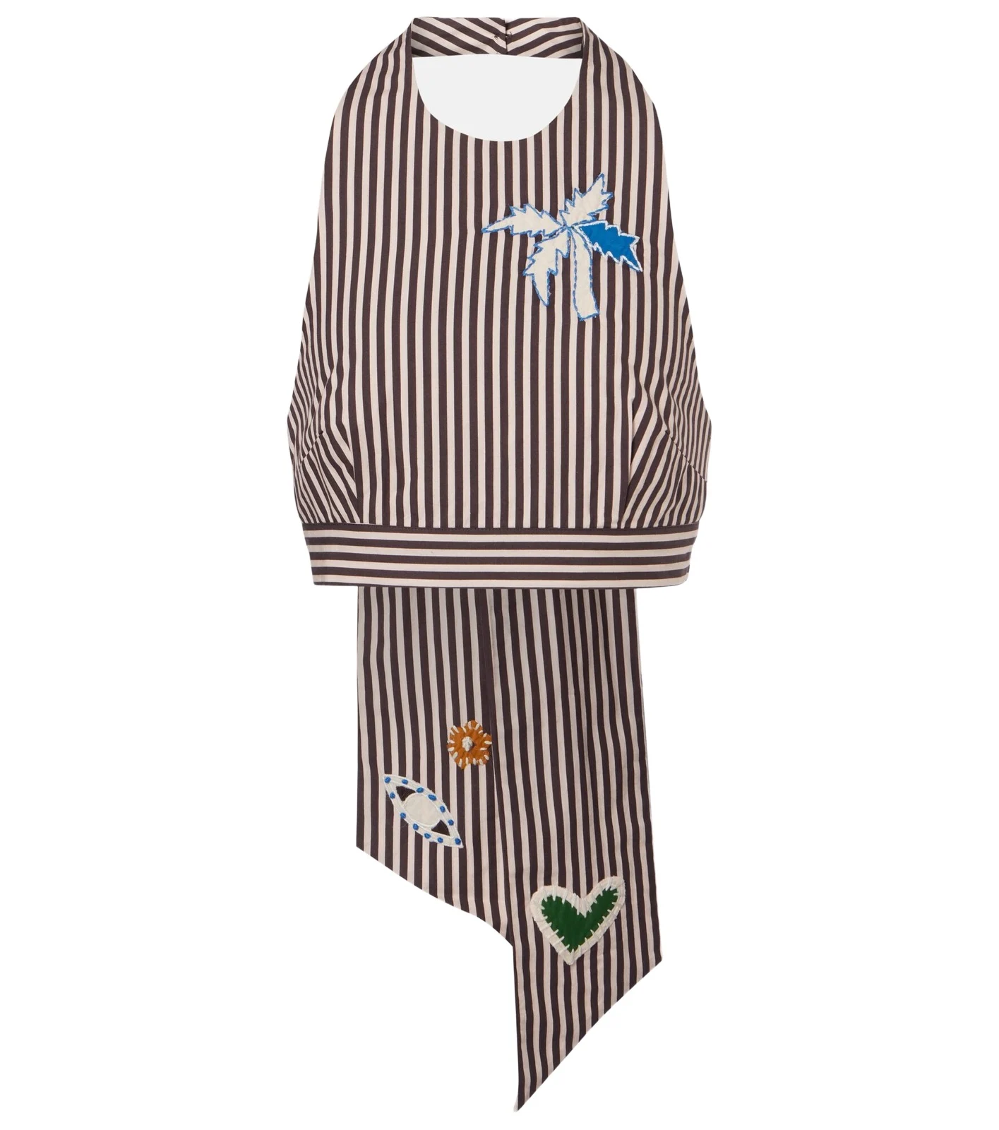 Alémais Sirocco embroidered striped cotton crop top Alémais Sirocco embroidered striped cotton crop top