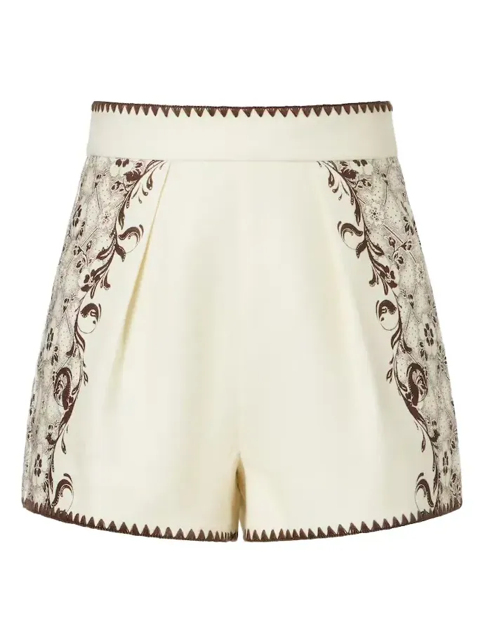 Alémais Printed linen and cotton shorts