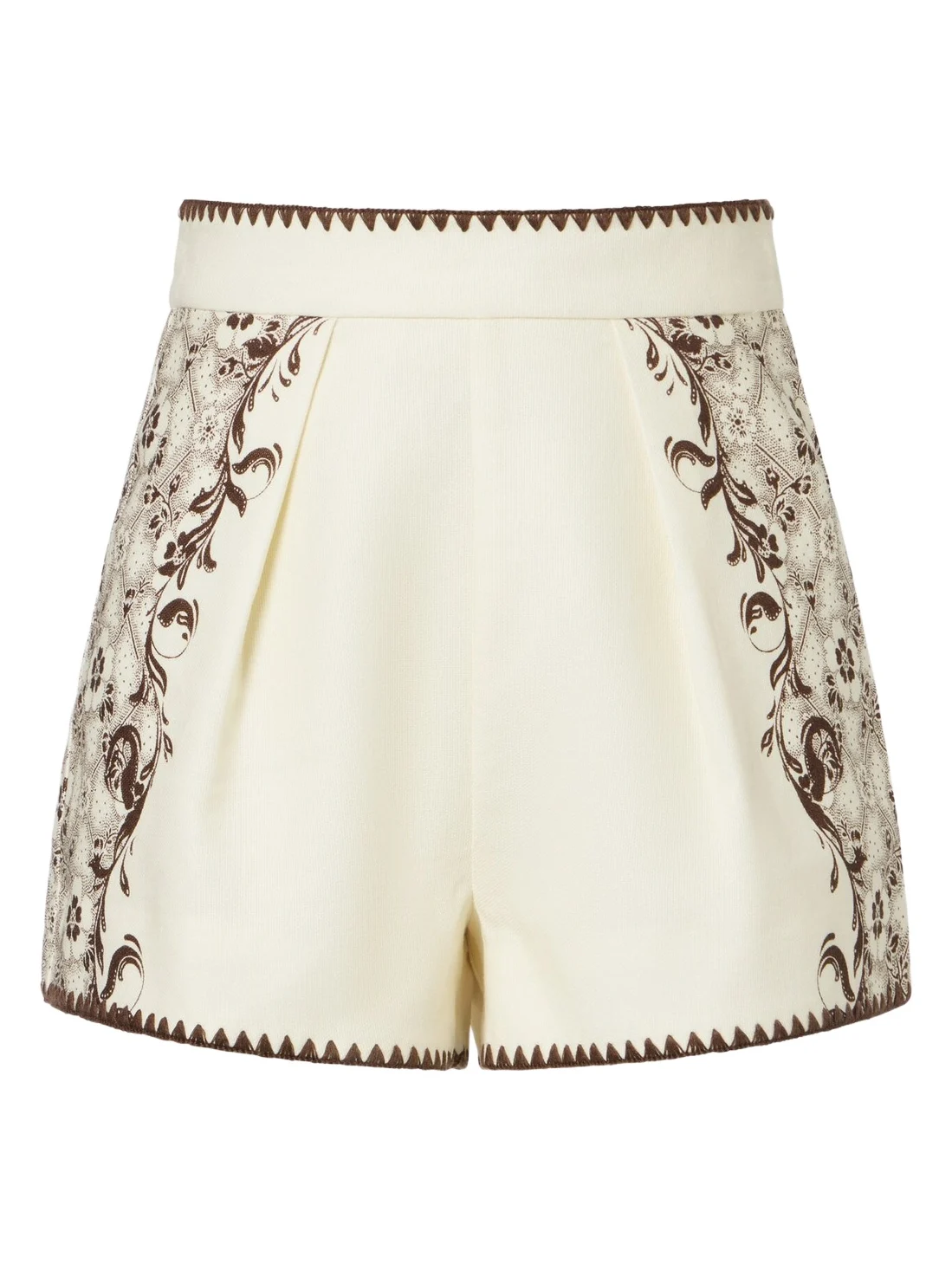 Printed linen and cotton shorts