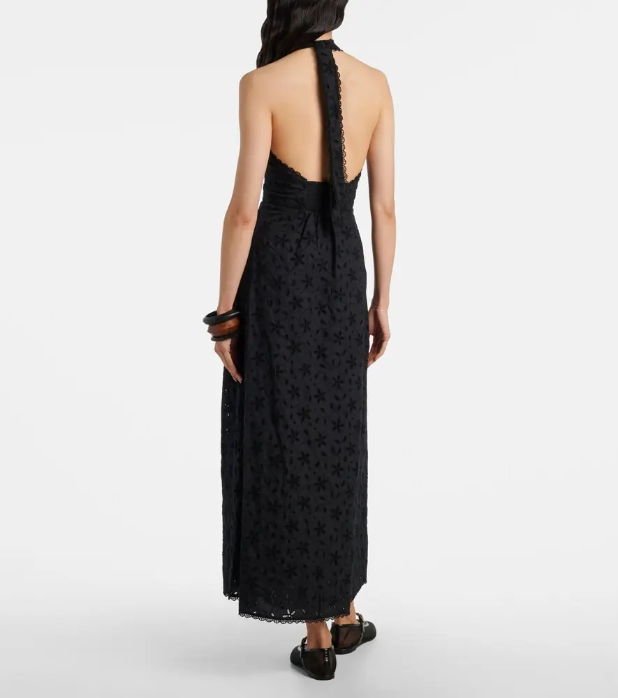 Posse Salma embroidered halterneck cotton midi dress | Thumbnail 3