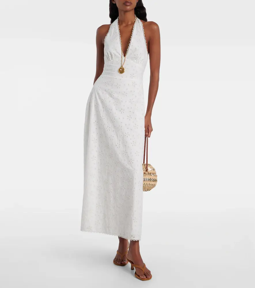 Posse Salma embroidered halterneck cotton midi dress | Thumbnail 5