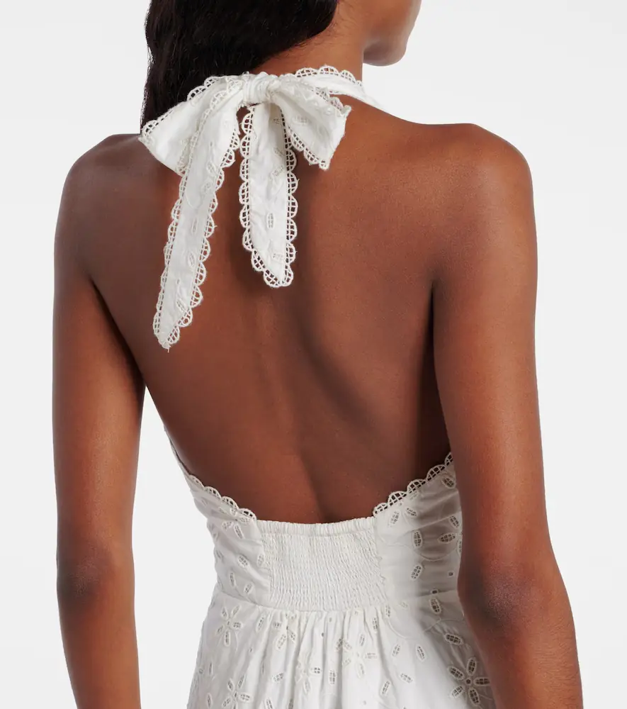 Posse Salma embroidered halterneck cotton midi dress | Thumbnail 6