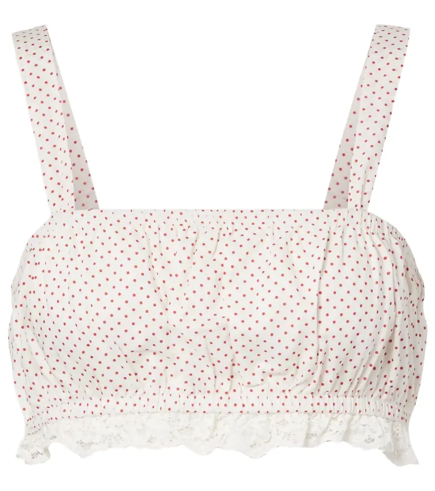 Posse Marlowe lace-trimmed polka-dot cotton crop top | Image 1 Posse Marlowe lace-trimmed polka-dot cotton crop top | Image 1