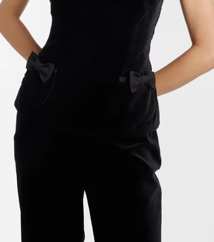 Posse Quincy bow-detail cotton velvet top | Thumbnail 3