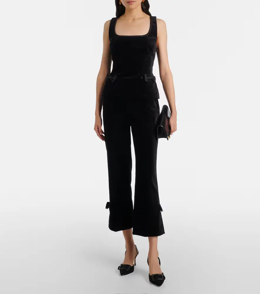 Posse Quincy bow-detail cotton velvet top | Thumbnail 5