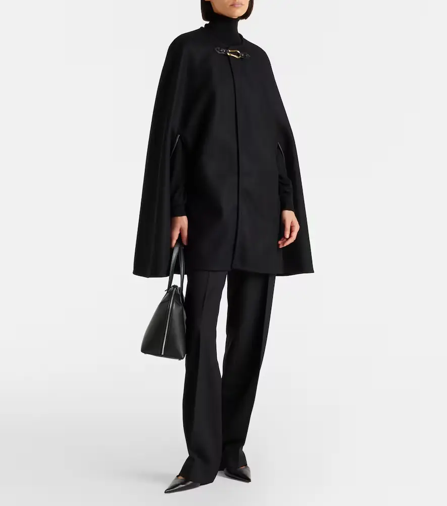 Nili Lotan Arianna leather-trimmed wool-blend cape | Thumbnail 4 Nili Lotan Arianna leather-trimmed wool-blend cape | Thumbnail 4