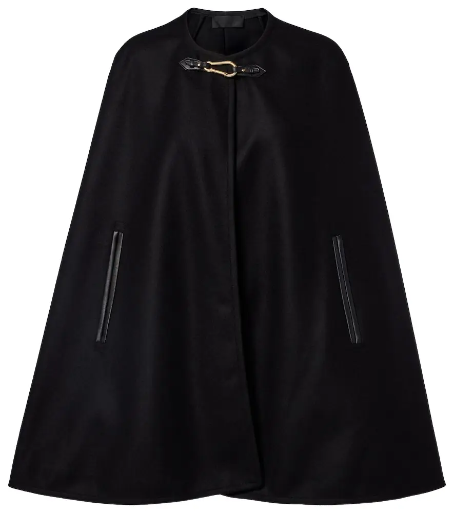 Nili Lotan Arianna leather-trimmed wool-blend cape | Image 1 Nili Lotan Arianna leather-trimmed wool-blend cape | Image 1