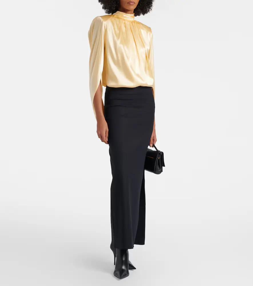 Mugler Draped silk-blend satin top | Thumbnail 2 Mugler Draped silk-blend satin top | Thumbnail 2