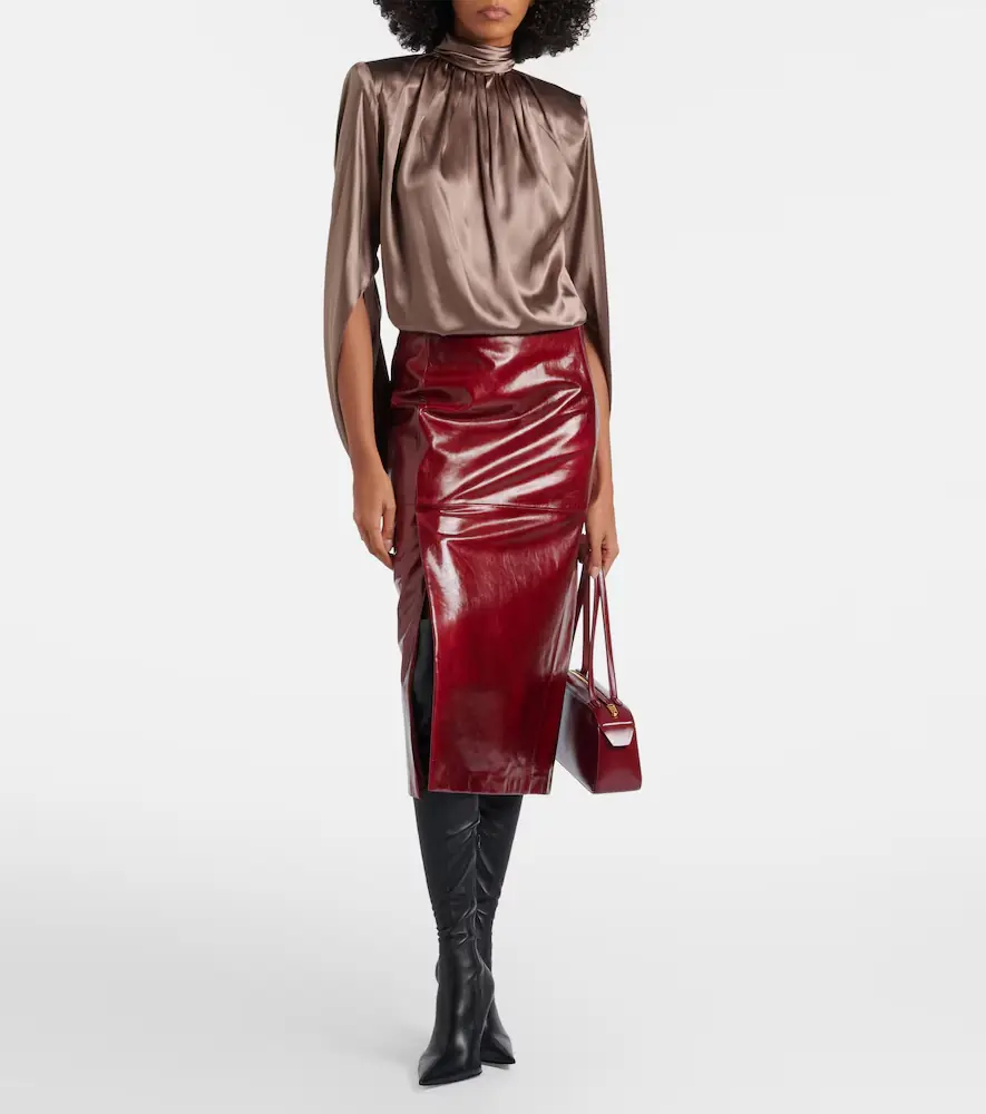Mugler Draped silk-blend satin top | Thumbnail 2 Mugler Draped silk-blend satin top | Thumbnail 2