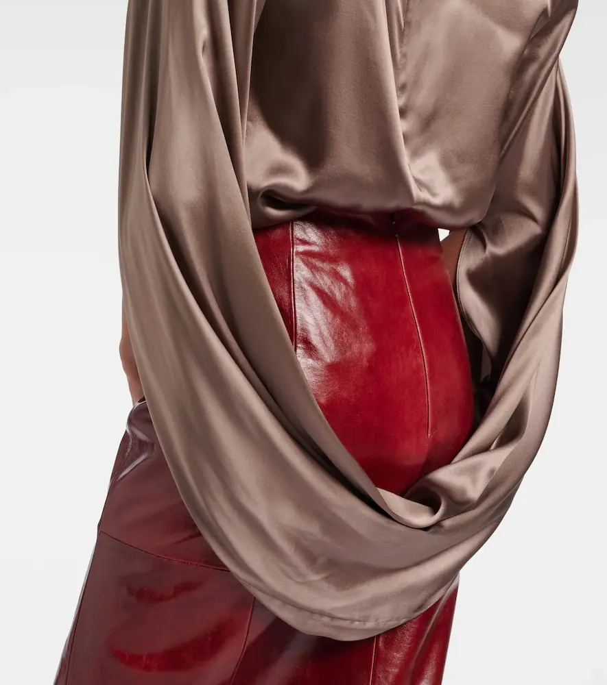 Mugler Draped silk-blend satin top | Thumbnail 4 Mugler Draped silk-blend satin top | Thumbnail 4