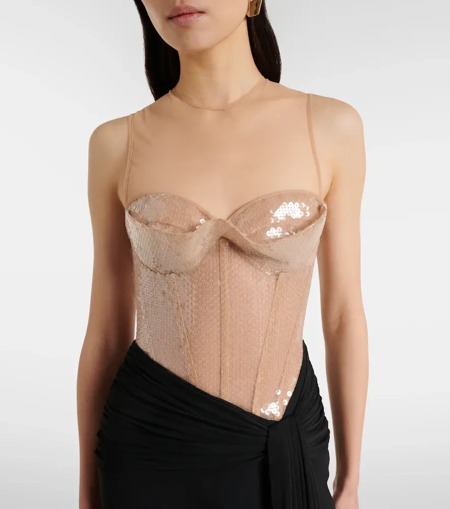 David Koma Sequined paneled bustier gown | Thumbnail 4