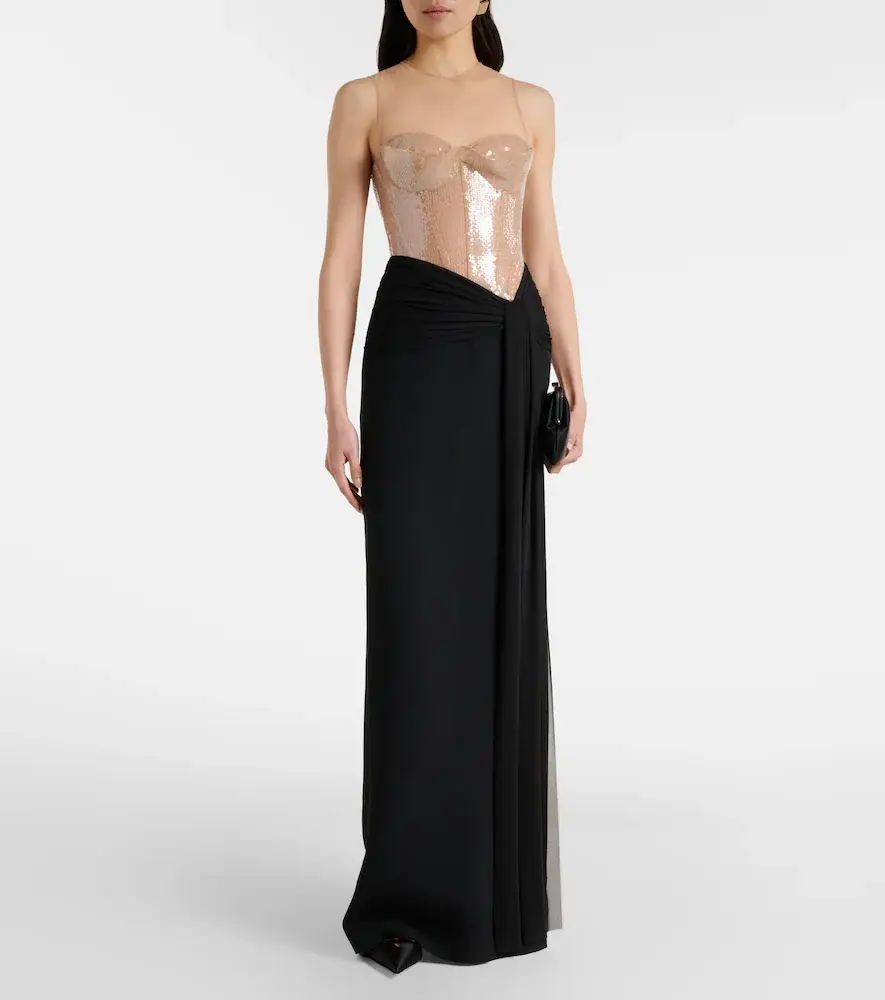 David Koma Sequined paneled bustier gown | Thumbnail 5