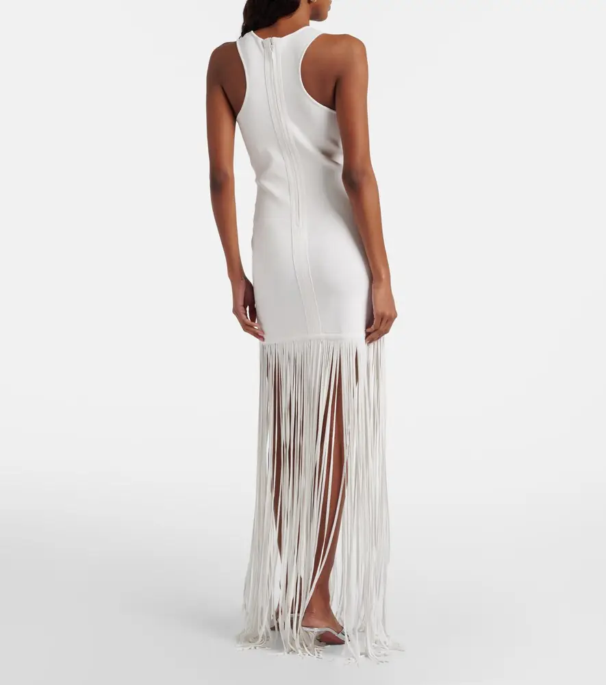 David Koma Fringed ribbed-knit maxi dress | Thumbnail 4