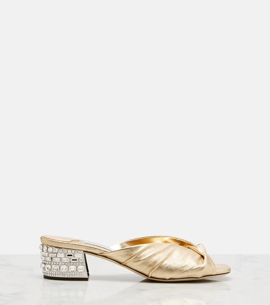 Jimmy Choo Mala embellished metallic leather mules | Thumbnail 4