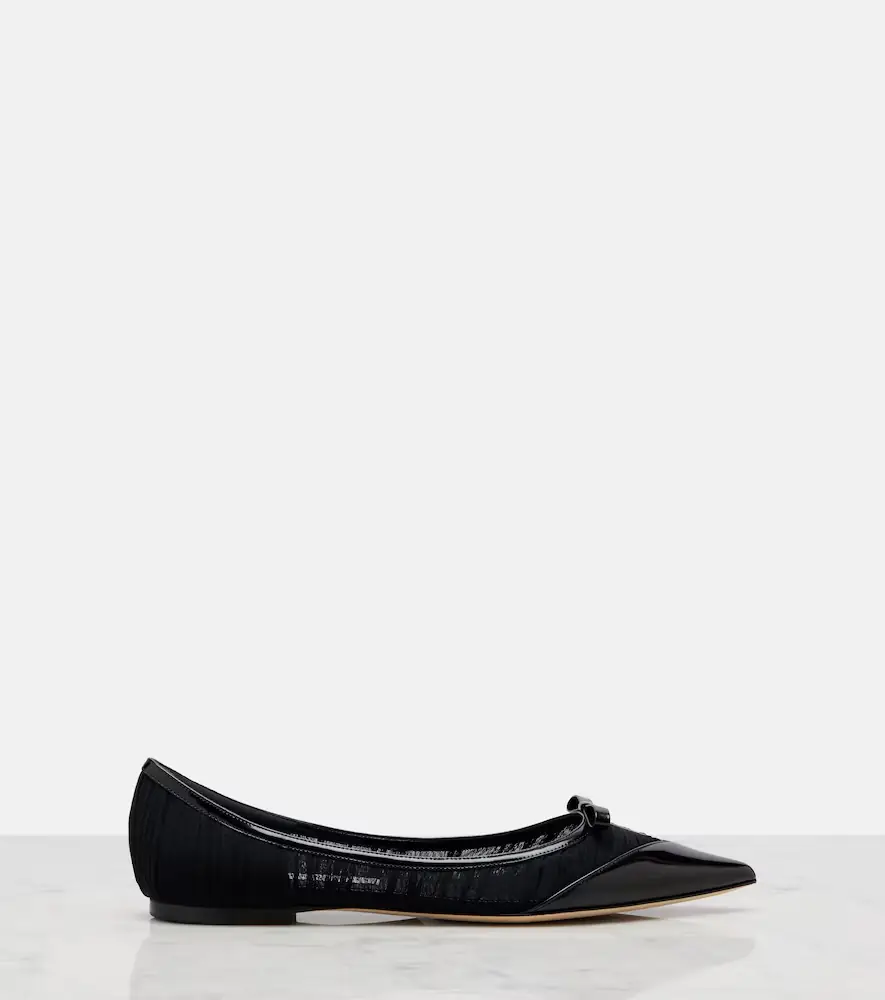 Jimmy Choo Love leather-trimmed mesh ballet flats | Thumbnail 3