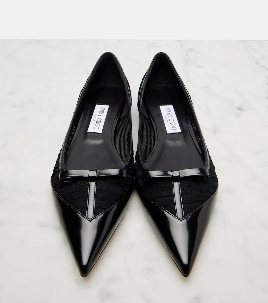 Jimmy Choo Love leather-trimmed mesh ballet flats | Thumbnail 4
