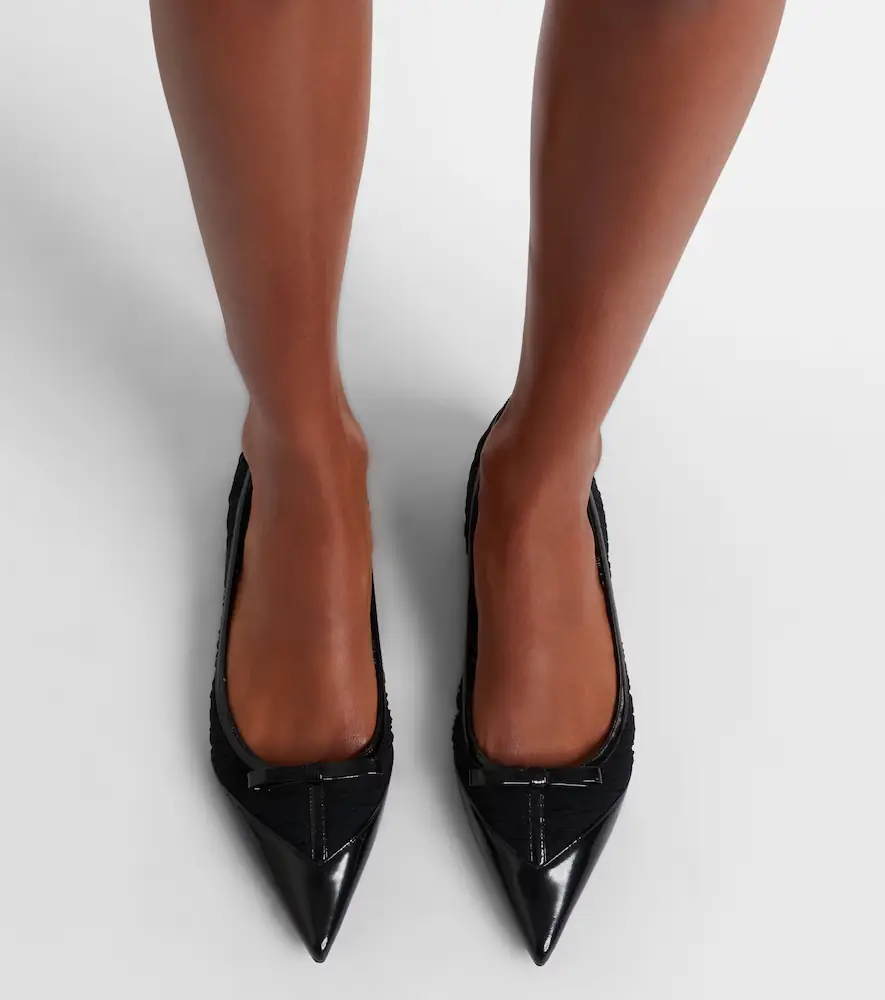 Jimmy Choo Love leather-trimmed mesh ballet flats | Thumbnail 6